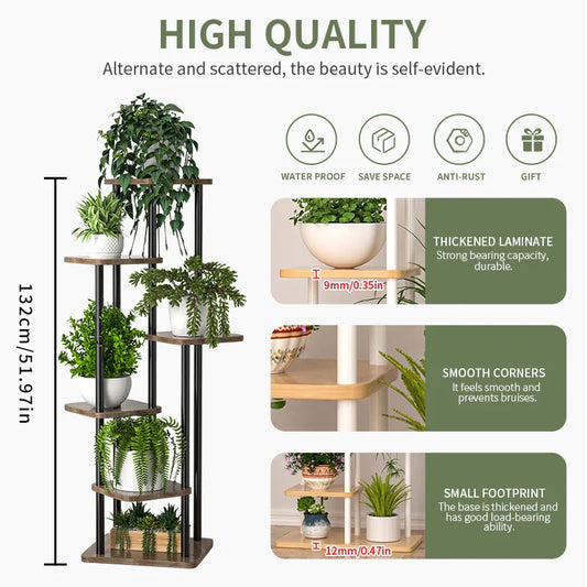 Wooden Plant Stand - Space-Saving Elegance for Flower Lovers