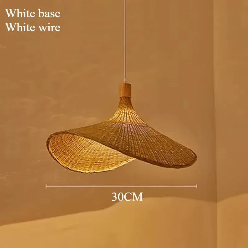 Rustic Hand-Woven Bamboo Lampshade: Cozy Home Decor Lighting