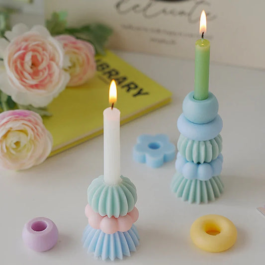 Stackable Geometry Scented Candle – Elegant Soy Wax Decor