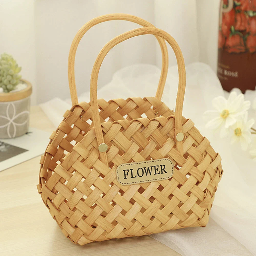 Elegant Bamboo Flower Basket by Girl Basket - Eco-Friendly Decor