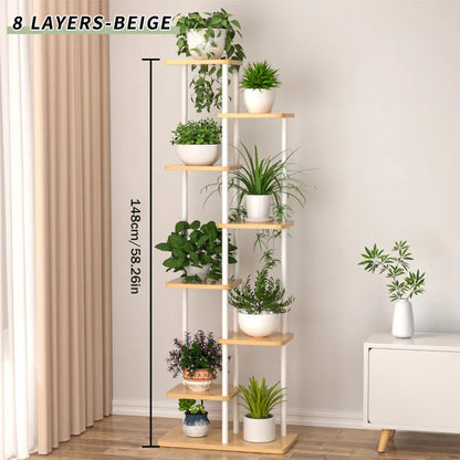 Wooden Plant Stand - Stylish 5/6/8 Tier Organizer for Garden Enthusiasts