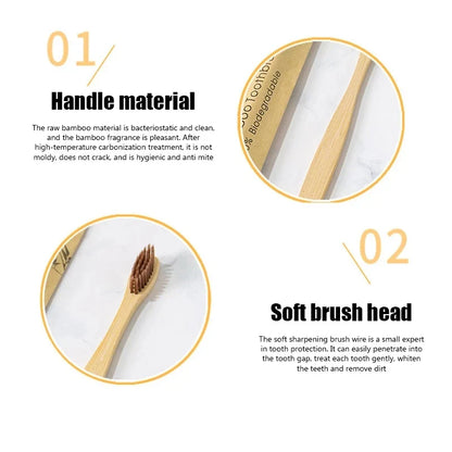 Eco-Friendly Bamboo Toothbrushes - 100 Pack for Adults
