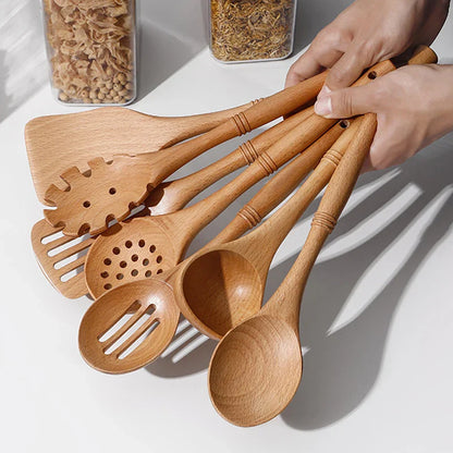 Eco-Friendly Wood Utensils Set for Natural Cooking Bliss