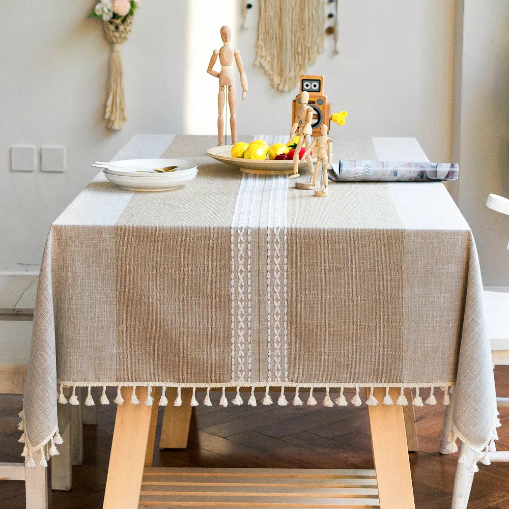 Battilo Waterproof Linen Cotton Tablecloth – Elevate Dining Style