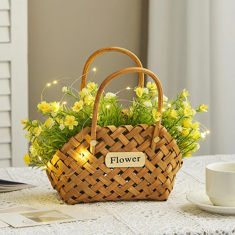 Elegant Bamboo Flower Basket by Girl Basket - Eco-Friendly Decor