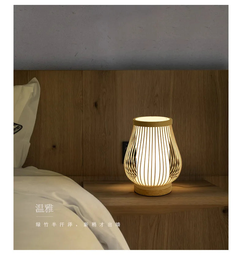 Eco-Friendly Bamboo Table Lamp - Warm Glow for Modern Spaces