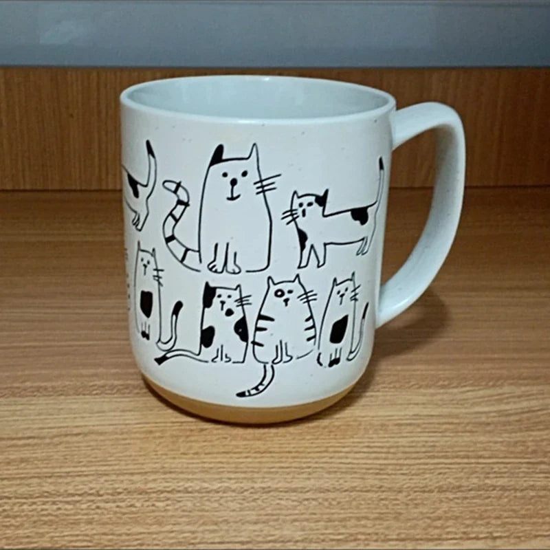 Tasse à thé en céramique Super mignonne peinte à la main, tasse à café de grande capacité avec chat de dessin animé, pour la maison, le bureau, la cuisine, le Bar, cadeau créatif