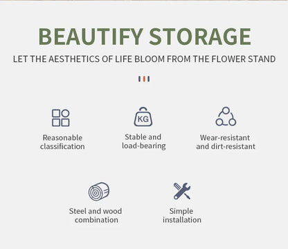 Wooden Plant Stand - Space-Saving Elegance for Flower Lovers