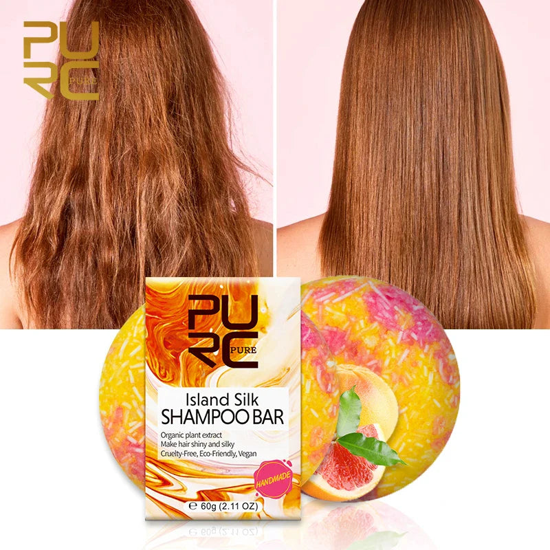 PURC Island Silk Shampoo Bar - Smoothing & Shiny Hair, Travel-Friendly