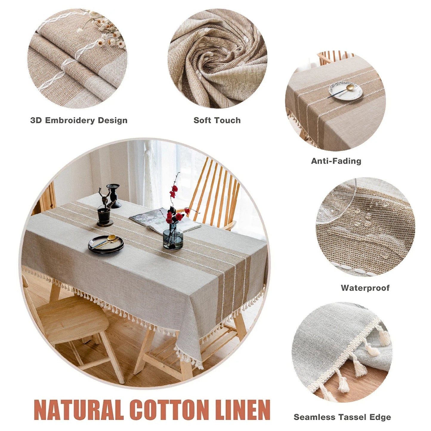 Battilo Waterproof Linen Cotton Tablecloth – Elevate Dining Style