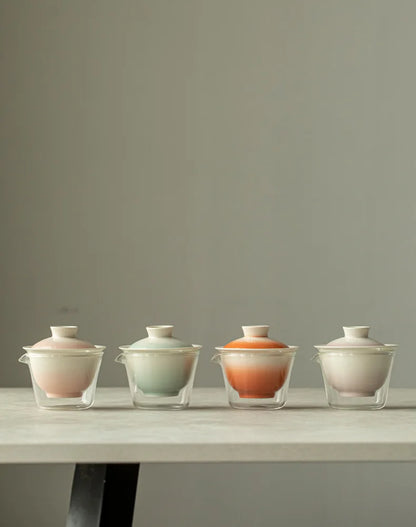 Elegant Gradation Pink Tea Set for Aficionados | Portable & Stylish