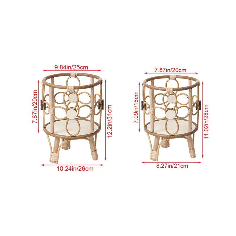 Hollow Rattan Plant Stand - Elevate Your Home Decor!