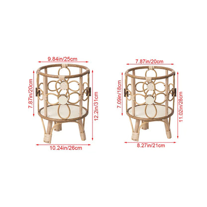 Hollow Rattan Plant Stand - Elevate Your Home Decor!