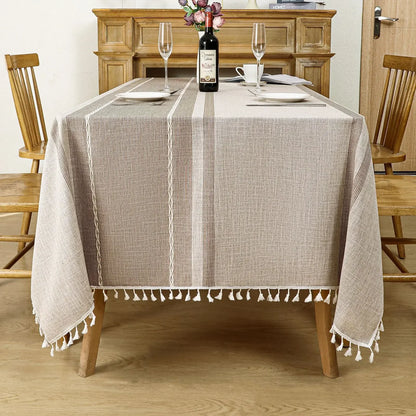 Elegant Linen Tablecloth - Waterproof & Stylish, Ideal for Events