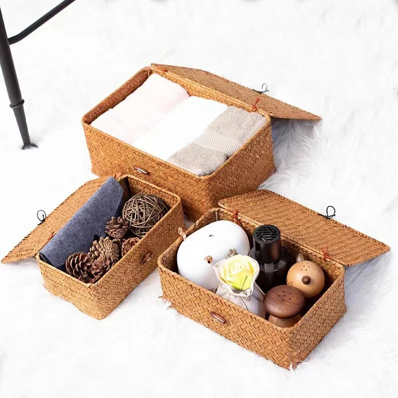 Handwoven Seagrass Storage Baskets Set - Stylish & Eco-Friendly
