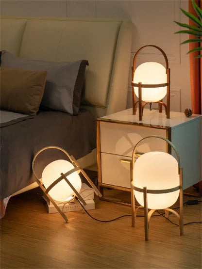 Lampadaire moderne en bambou – Éclairage LED chic pour la maison