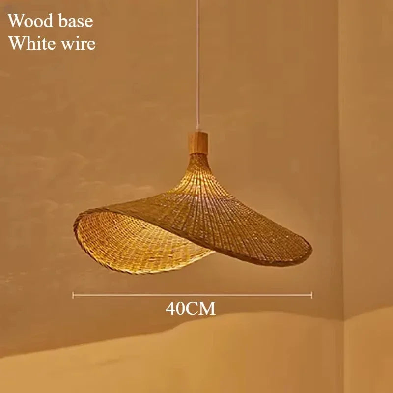 Rustic Hand-Woven Bamboo Lampshade: Cozy Home Decor Lighting