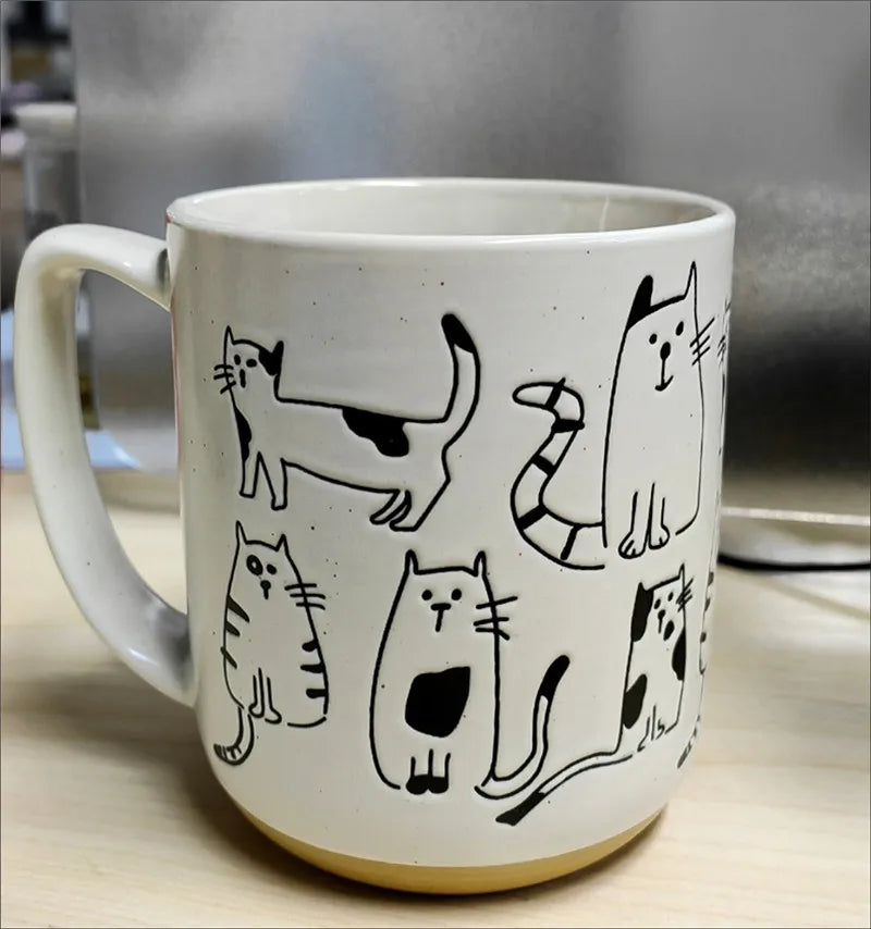 Tasse à thé en céramique Super mignonne peinte à la main, tasse à café de grande capacité avec chat de dessin animé, pour la maison, le bureau, la cuisine, le Bar, cadeau créatif