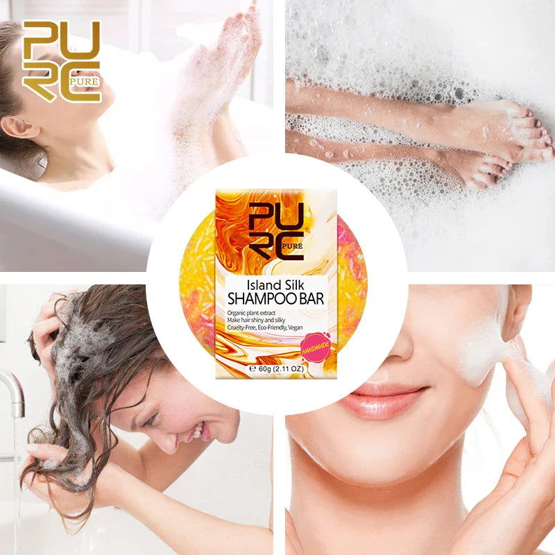 PURC Island Silk Shampoo Bar - Smoothing & Shiny Hair, Travel-Friendly