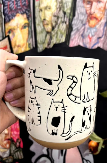 Tasse à thé en céramique Super mignonne peinte à la main, tasse à café de grande capacité avec chat de dessin animé, pour la maison, le bureau, la cuisine, le Bar, cadeau créatif