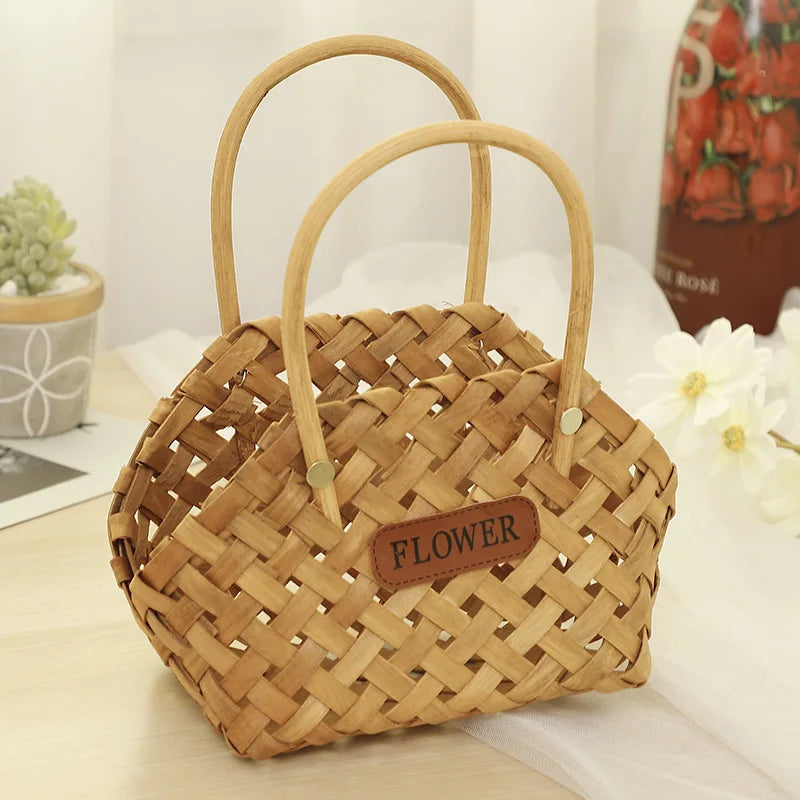 Elegant Bamboo Flower Basket by Girl Basket - Eco-Friendly Decor
