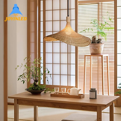 Rustic Hand-Woven Bamboo Lampshade: Cozy Home Decor Lighting