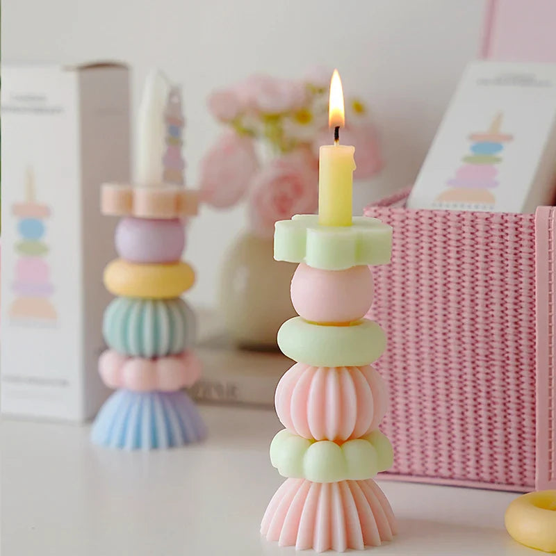 Stackable Geometry Scented Candle – Elegant Soy Wax Decor
