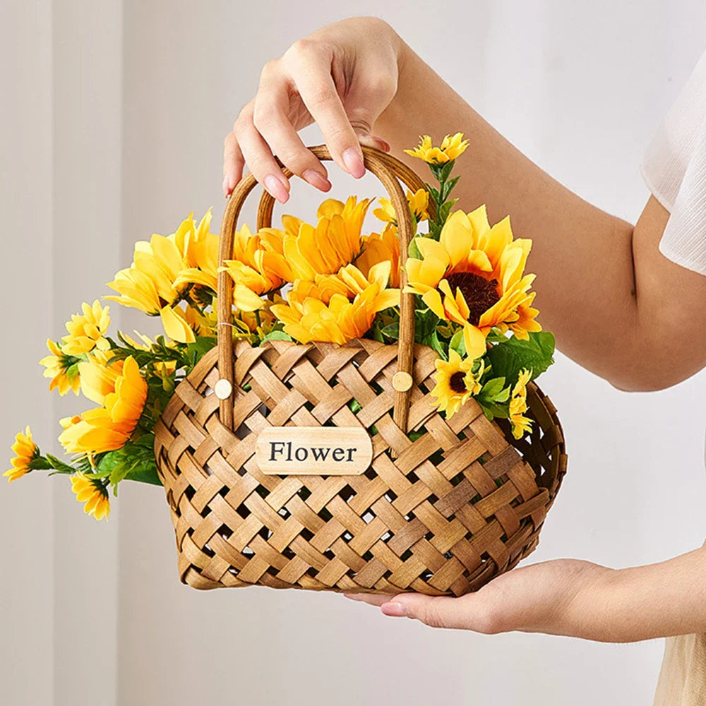 Elegant Bamboo Flower Basket by Girl Basket - Eco-Friendly Decor