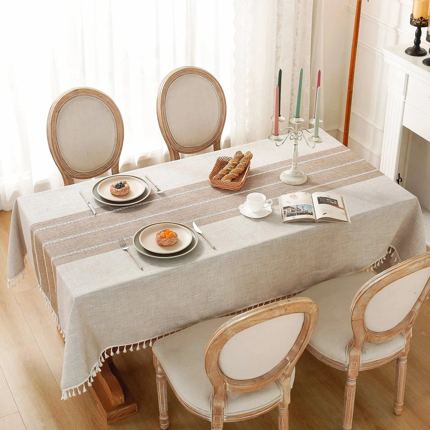 Battilo Waterproof Linen Cotton Tablecloth – Elevate Dining Style