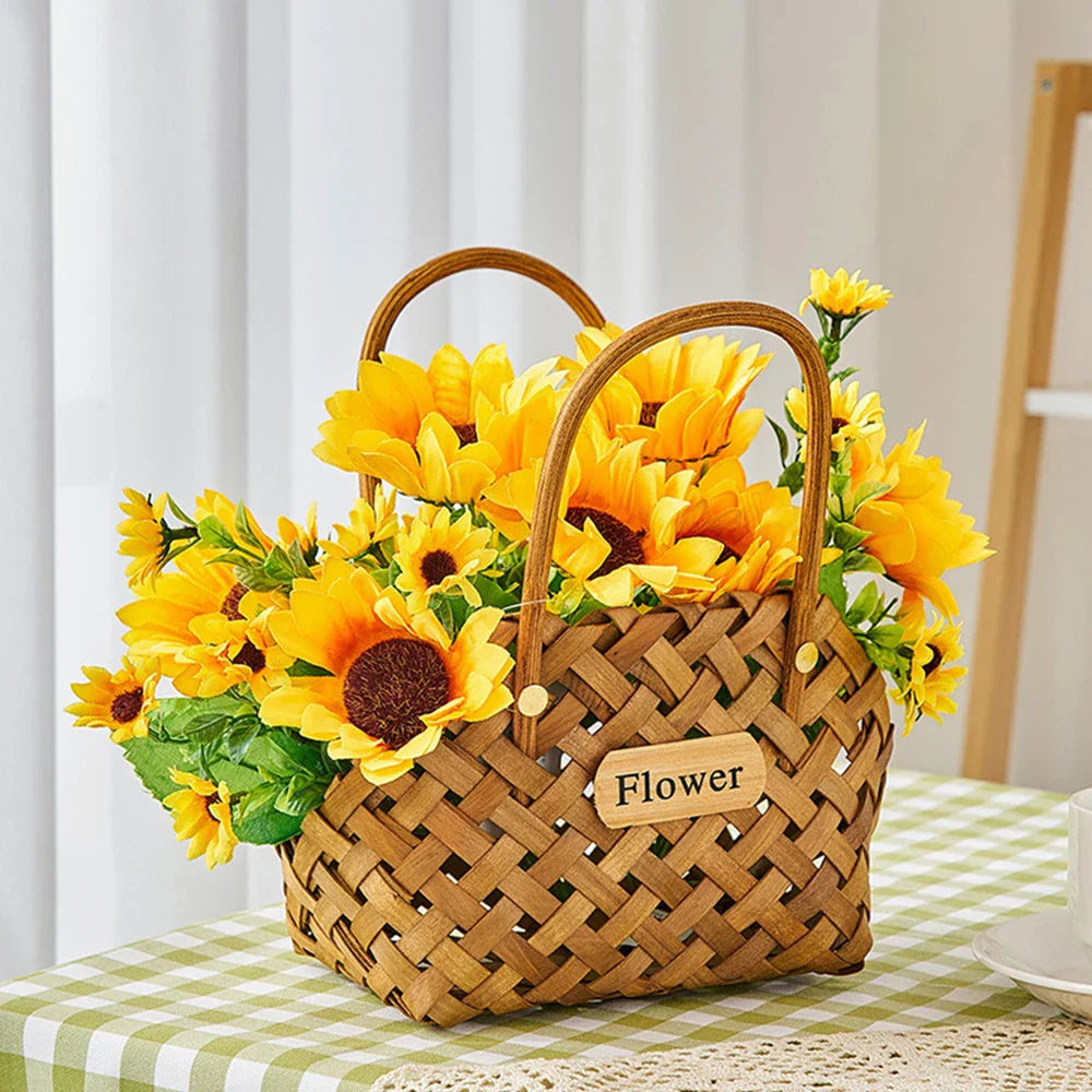 Elegant Bamboo Flower Basket by Girl Basket - Eco-Friendly Decor