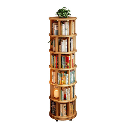Solid Wood 360° Rotating Bookshelf – Stylish Space Saver for Kids