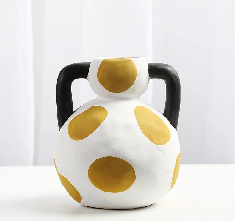Hand-Painted Milk Pot Ceramic Vase - Artful Home Accent