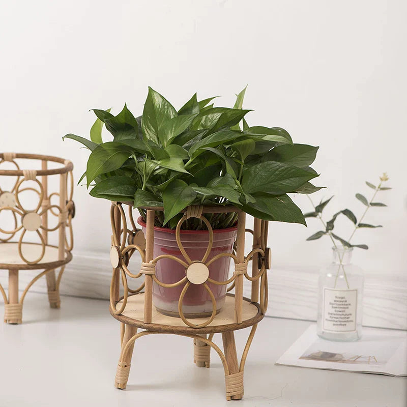 Hollow Rattan Plant Stand - Elevate Your Home Decor!