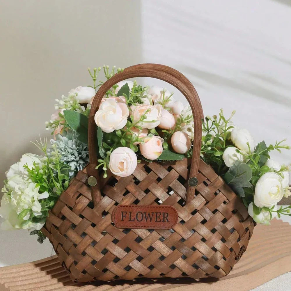 Elegant Bamboo Flower Basket by Girl Basket - Eco-Friendly Decor