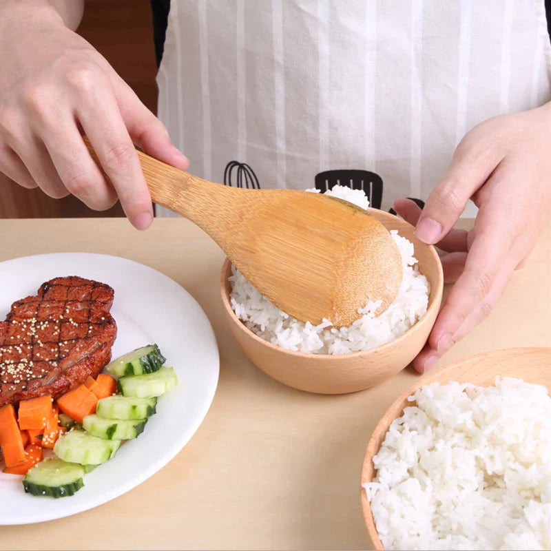 环保竹制饭勺，适合家庭烹饪 - 时尚美观 & 耐用的
