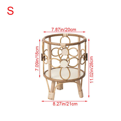 Hollow Rattan Plant Stand - Elevate Your Home Decor!
