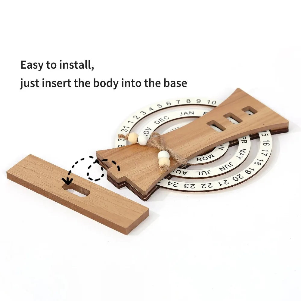 Wooden Perpetual Calendar - Elegant Desk Decor for Mindful Spaces