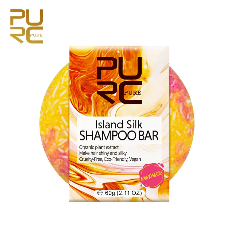 PURC Island Silk Shampoo Bar - Smoothing & Shiny Hair, Travel-Friendly