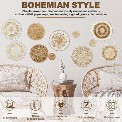 Ensemble de paniers muraux tissés à la main – Charme rustique pour les amateurs de décoration