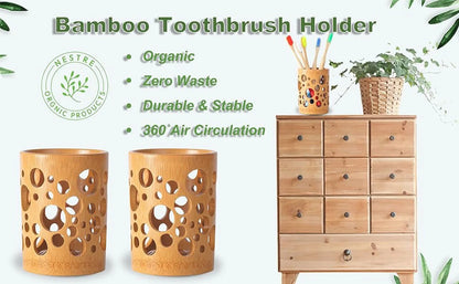 Eco-Friendly Bamboo Toothbrush Holder | Tidy & Stylish Storage