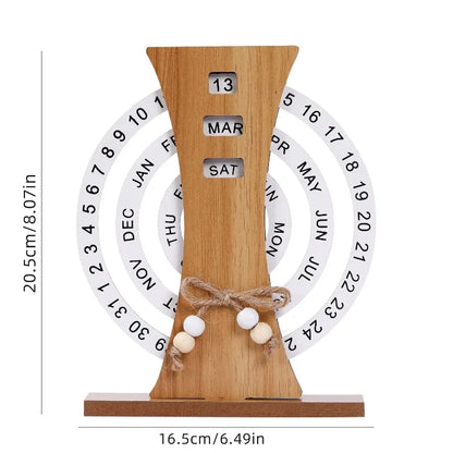 Wooden Perpetual Calendar - Elegant Desk Decor for Mindful Spaces