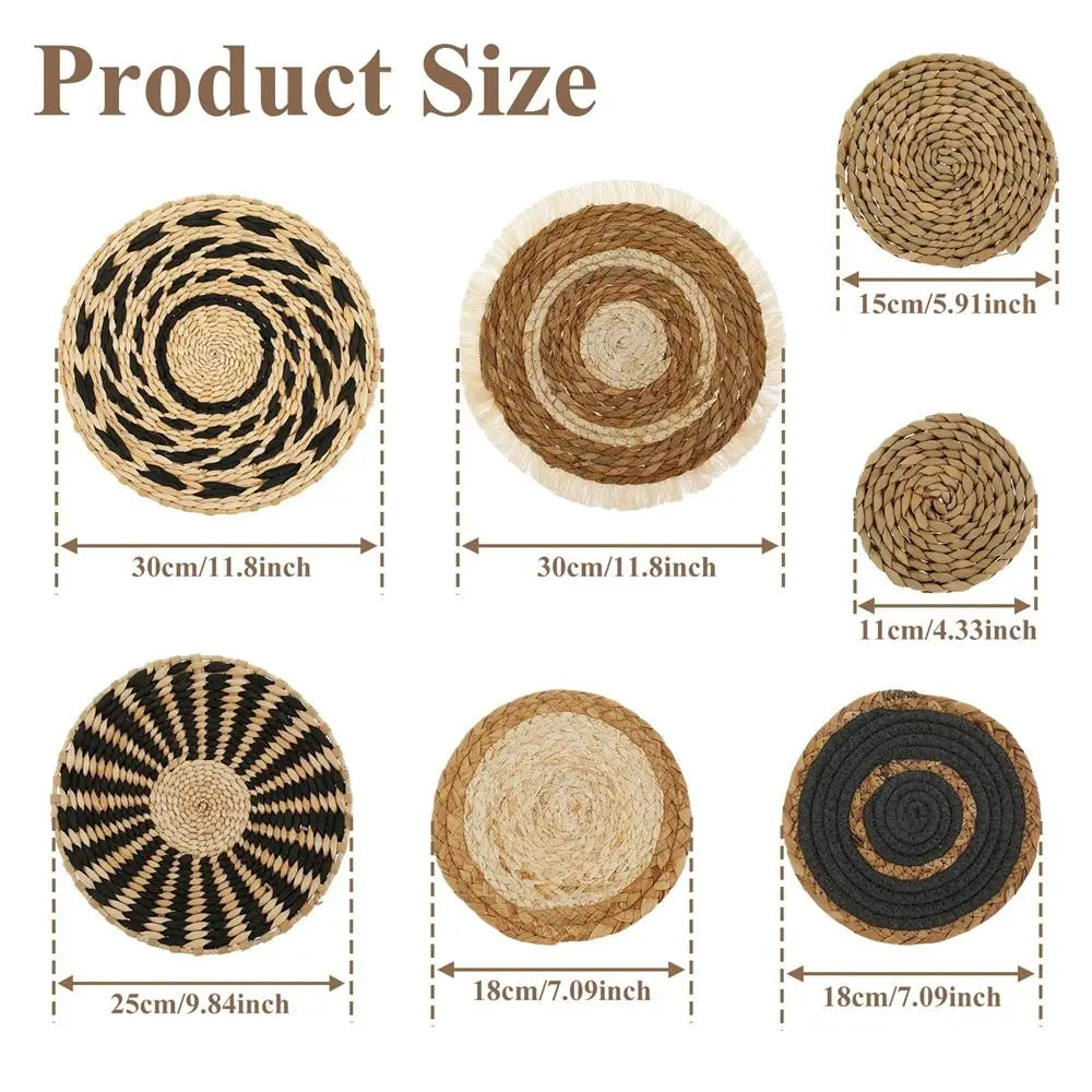 Boho Seagrass Wall Baskets - Artisan Decor Set for Chic Spaces