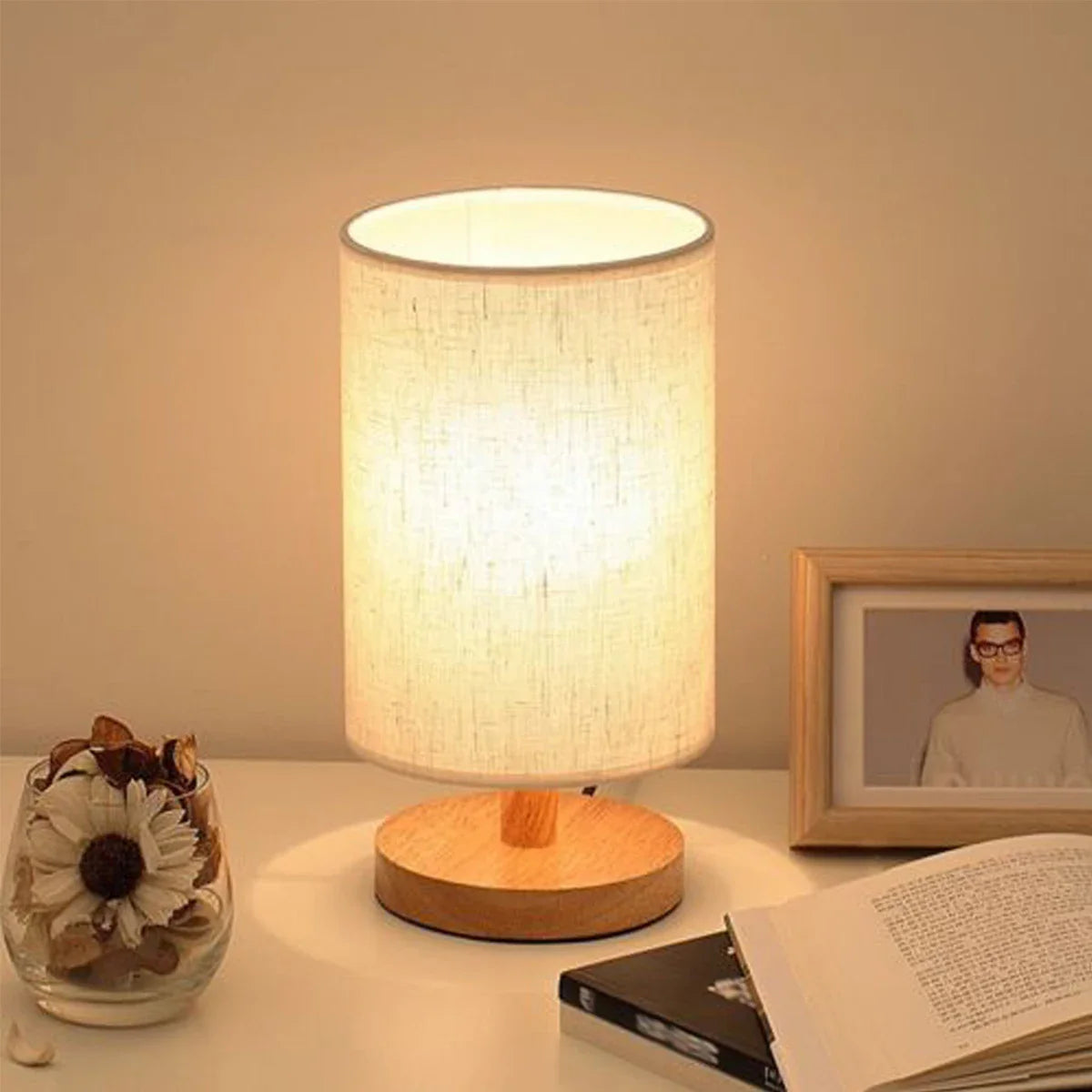 Eco-Friendly Wooden USB Table Lamp for Cozy Bedrooms