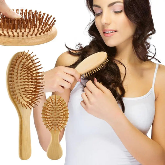 Eco-Friendly Bamboo Hair Brush - Gentle Detangler for All!