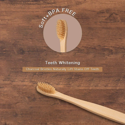 Eco-Friendly Bamboo Toothbrush Set for Vibrant Smiles - 10 Pack
