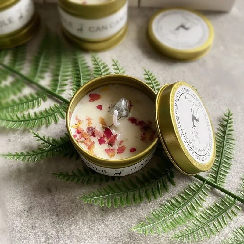 Long-Lasting Soy Candles with Crystals | Tranquil Home Decor