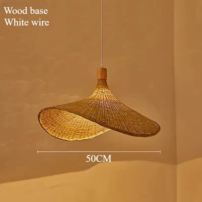Rustic Hand-Woven Bamboo Lampshade: Cozy Home Decor Lighting