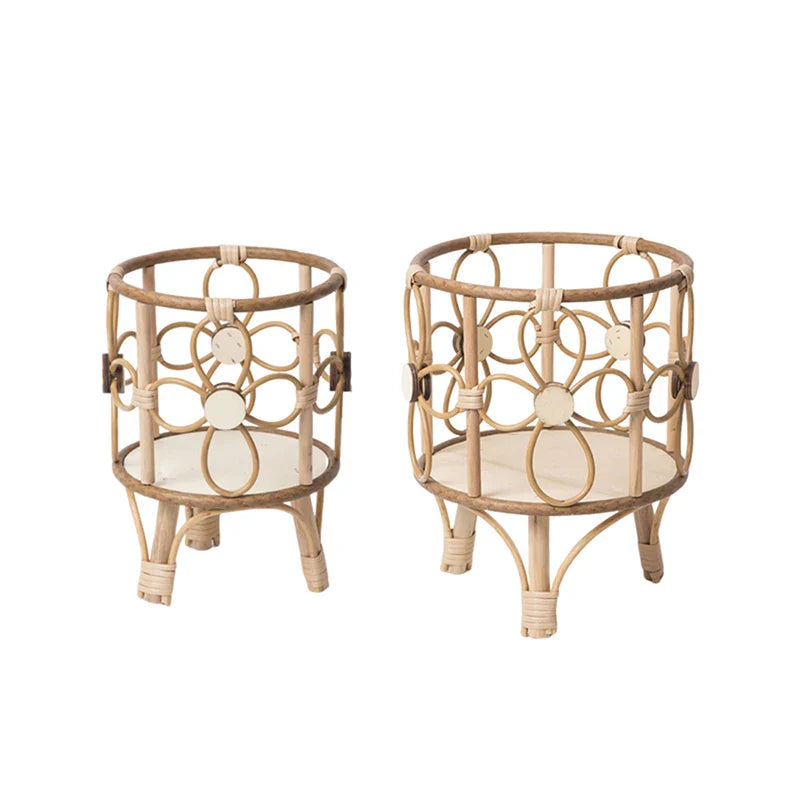 Hollow Rattan Plant Stand - Elevate Your Home Decor!
