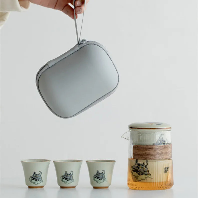 Cute Tiger Travel Tea Set - Portable Elegance for Tea Lovers