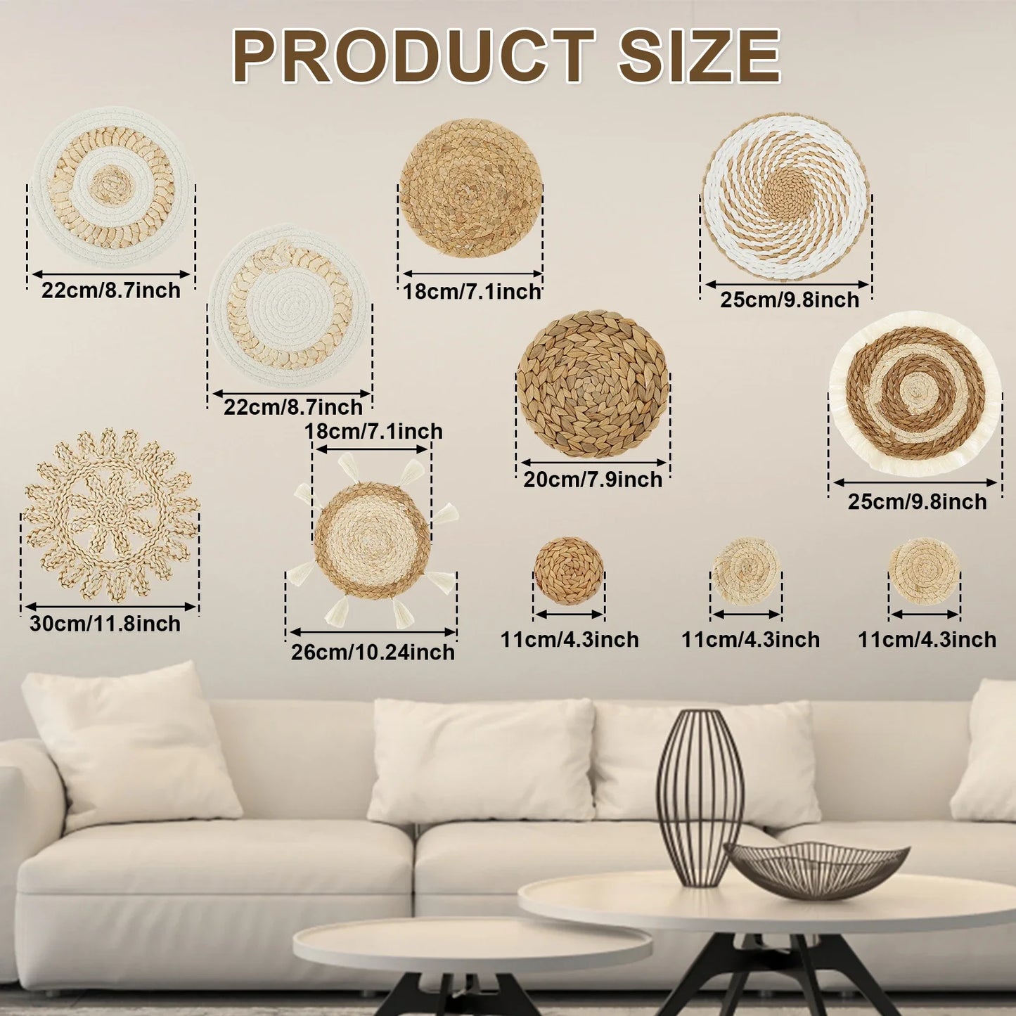 Ensemble de paniers muraux tissés à la main – Charme rustique pour les amateurs de décoration